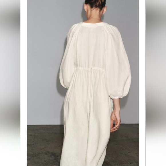 Zara Cream 100% Linen Tunic Dress - Picture 11 of 14